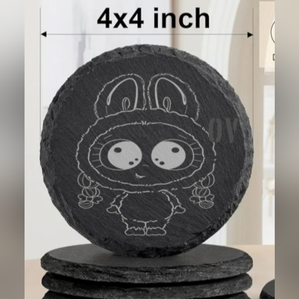 Labubu Monster Girl Slate Coaster with Cute Character Design